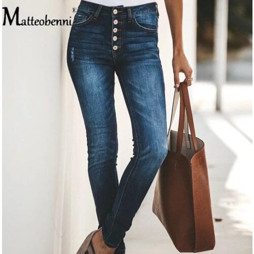 Fashion Women High Waist Slim Jeans Winter 2020 Jeans Elastic Push Up Hips Pencil Denim Pants Female Stretch Casual Trousers