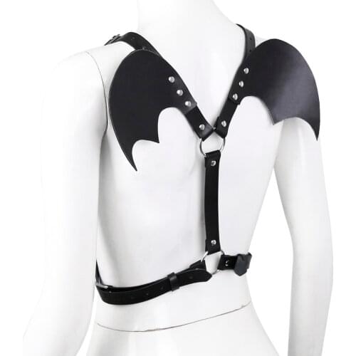 Exotic Wings Leather Harness BDSM Bondage Halterneck Beach Collar Gothic Waist Shoulder Necklaces Sexy Statement Party Sex Toy