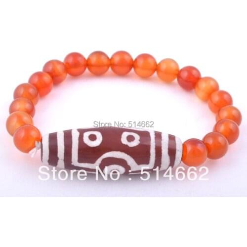 Energy Tibetan 5 eye Dzi Bead Bracelet agate - Feng Shui W Gift Box all over the world