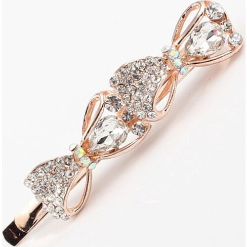 Bow tie Korean Fashion Hair Accessories Hairpin Hairclips Round Crystal Rhinestone Hair Clip Barrette For Women hair grips