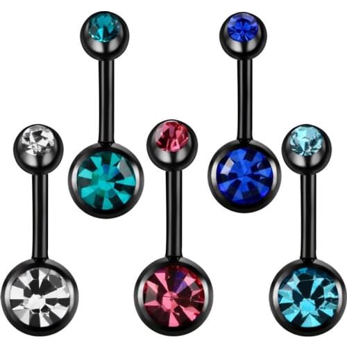 5 Color Belly Button Rings Crystal Surgical Steel Body Jewelry Belly Piercing Rings Sexy Real Navel Piercing Ombligo Pircing