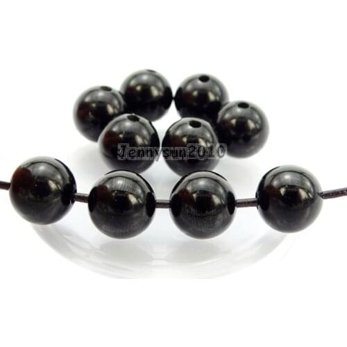 Natural 12mm Black Onyx Gems Stone (2mm) Big Hole Round Beads for Jewelry Making Crafts 100Pcs/Pack