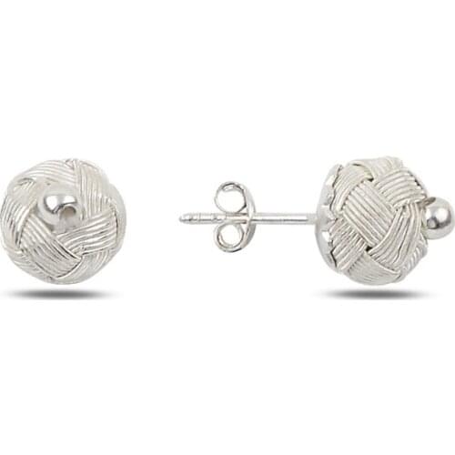 KUTAYDAN Kazaziye Hand Knitting Ball Earrings 925 Sterling Silver
