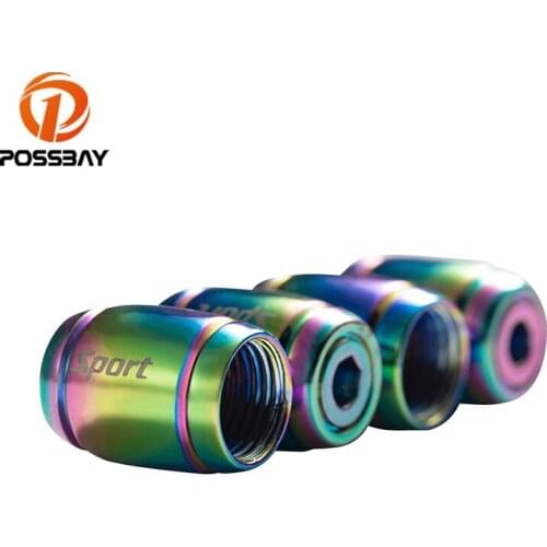 POSSBAY 3 Style Car Tyre Caps Metal 7mm Wheel Tyre Valve Dustproof Cover For Cars Truck Bike Bus Motorcycle Parts Styling