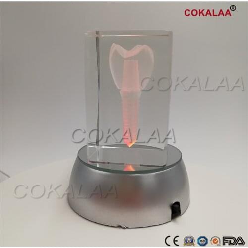 3D Tooth Model Clear Crystal Stand With LED Lamp dental Oral Souvenir Gift Decoration Laser Etched Teeth Crystal Glass Cube