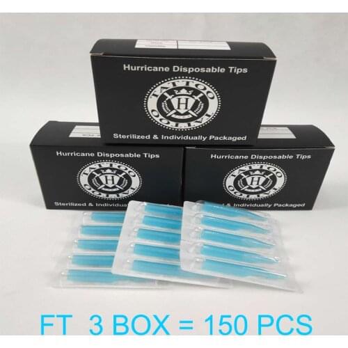 Tattoo Tip 150PCS FT Round Tip Tattoo Disposable Nozzle Tip for beginners tattoo kits supply Hurricane tattoo needle Blue