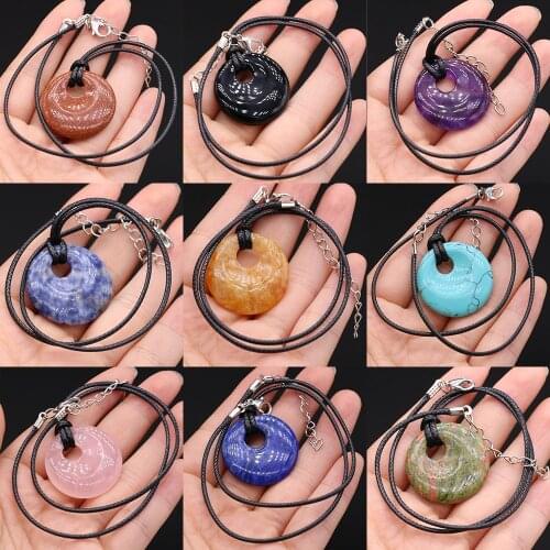 Natrual Agates Stone Pendant Necklace Fashion Big Hole Beads Necklace for Women Jewerly Making DIY Party Exquisite Gift
