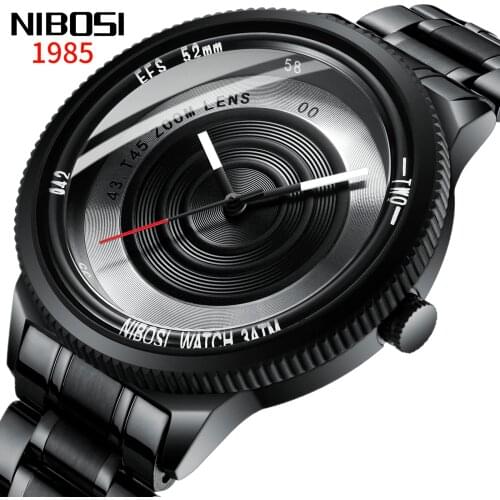 NIBOSI Photographer Mens Watches Stainless Steel Creative Camera Casual Quartz Sport Dress Watch Waterproof Relogio Masculino