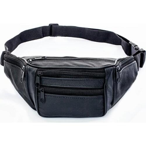 Genuine Leather Waist Bag men Waist Pack Waist Bag Funny Pack Belt Bag Men Chain Waist Bag For Phone Pouch