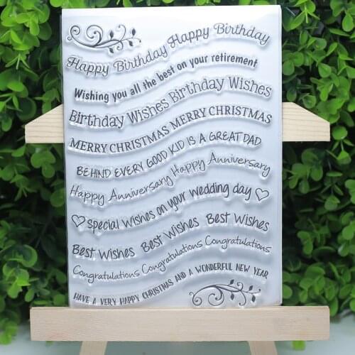 Wave type best wishes birthday transparent clear stamps for Scrapbooking/Card Making/Stamp set stationery gift decoration supply