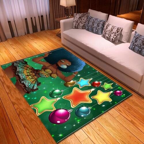 Christmas Series 3D Printed Large Carpet Sexy African woman Head portrait Carpets for Living Room Bedroom Area Rugs New Year Mat