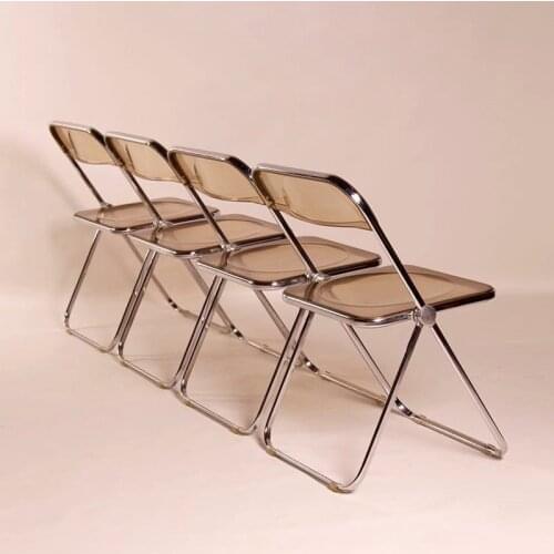 Nordic Chair Plexiglass Transparent Folding Chair Office Chair Chrome Metal Bench Acrylic Simple Chair