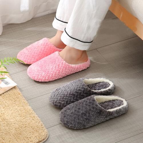 New Autumn Winter Women Men Slippers Bottom Soft Home Shoe Cotton Thick Slippers Indoor Slip-On Slides Comfortable Shoe Slippers