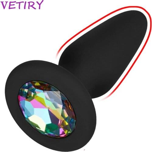 VETIRY Silicone Butt Plug Anal Plug Unisex Sex Stopper With Crystal Jewelry Adult Toys for Men/Women Anal Trainer for Couples