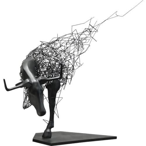 Modern simple abstract cattle large floor sculpture metal ornaments hotel lobby sales hall soft decoration crafts