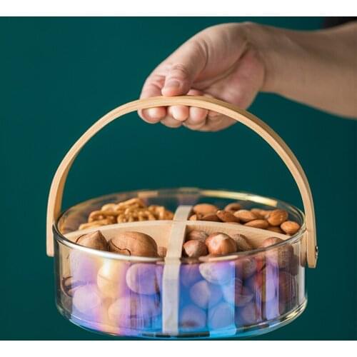 Glass Fruit Tray Plate Living Room Four Grid Snacks Dessert Plate European Modern Transparent Tableware Dishes Pots Home Decor