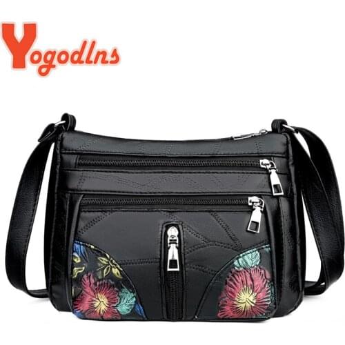 Yogodlns Vintage Printing Flower Shoulder Bag Female PU Leather Crossbody Bag Small Square Bag Brands Messenger Bag Purse bolso