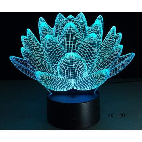 USB LED Lotus Flower Night Light 3D 7 Colors Christmas Gifts Mood Lamp Touch Kids Living/Bedroom Desk Sleeping Light AW-100