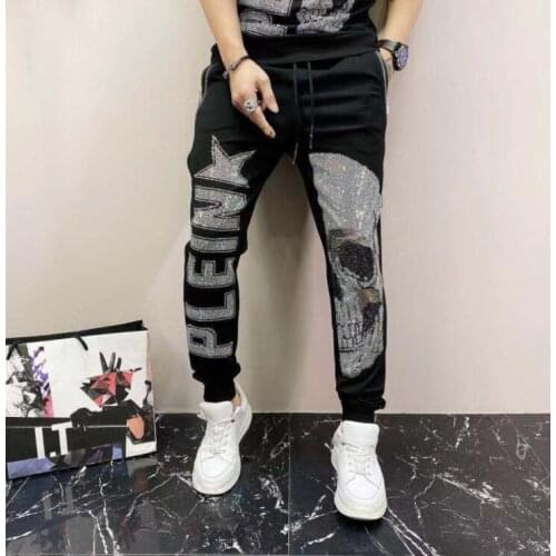 Thin design Sweatpants Rhinestones Hip Hop man pants sports style designer pants top quality
