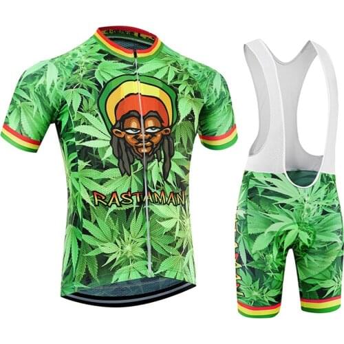 Rastaman 420 4/20 Men Bicycle kit Jersey + bibs kits Road Track MTB Race Cut Aero Cycling Italian Clothing Quick Dry for Weed