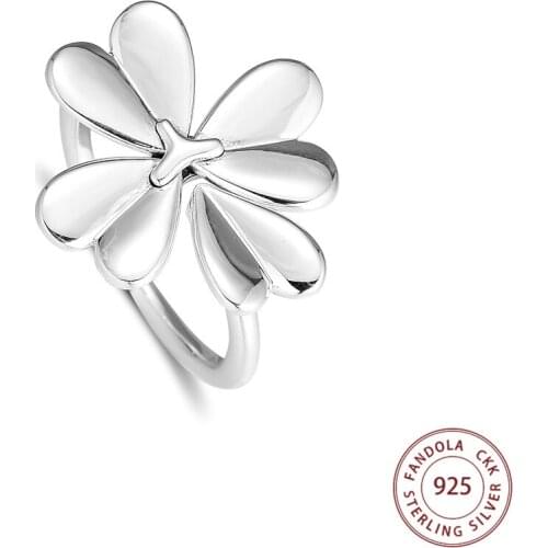 100% Real 925 Sterling Silver Rings for Women Moving Clover Ring Fine Jewelry Wedding Party Gift Bague Femme