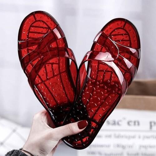 Womens Jelly Sandals Shoe Female Transparent PVC Slides Slippers Woman Outdoor Summer Shoes 2021 Mom Cheap Casual Sandal Shoes