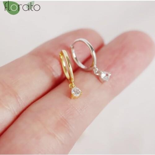 925 Sterling Silver Geometry Hoop Earrings Round Circle Cubic Zirconia Earrings for Women Minimalist Exquisited Jewelry