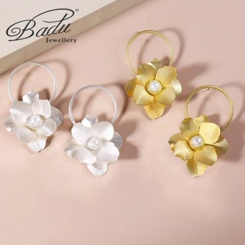 Badu Cool Matt Flower Hyperbole Drop Earrings for Women Chic European Korean Statement Earrings 2020 Jewelry Top Quality
