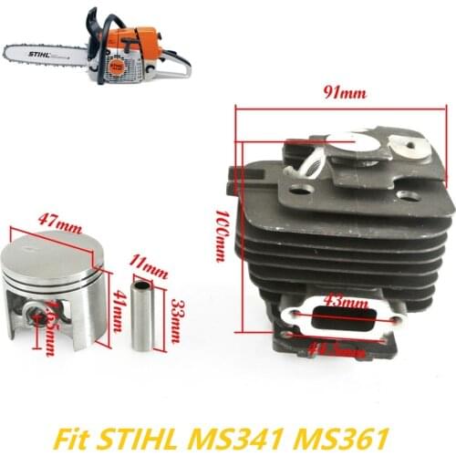 47mm Big Bore Engine Rebuild Kit Cylinder Piston Pin Ring Kit Fit STIHL ST361 MS361 MS341 036 Chainsaw Replace 1135 020 1202