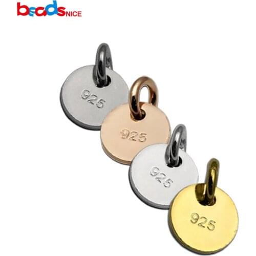 925 Sterling Silver Round Disc Tags Promotional Charm Jewelry Making 5pcs per lot ID 33497