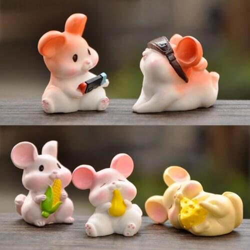 BAIUFOR Miniature Kawaii Cartoon Chef Mouse Resin, Terrarium Figurines Fairy Garden Accessories Home Decoration Modern Toy Gift