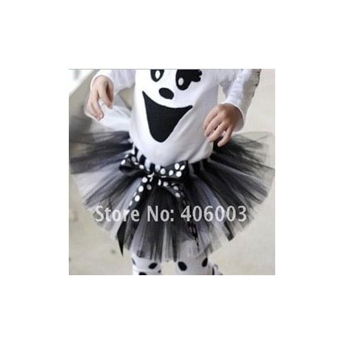 Free shipping1pc kids halloween black and white ball gown skirt tutus lot childrens handmade tutu skirt baby