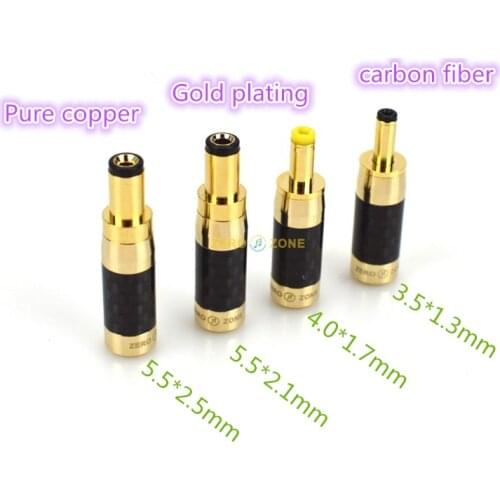 Free Shipping 1PCS Pure copper plated gold fiber carbon fiber DC plug 5.5*2.5mm 5.5*2.1mm for Linear Power Output Line DIY