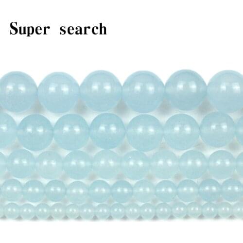 Natural Stone Chalcedony Light Blue Beads4 6 8 10 12mm Round Loose Spacer Mineral Beads For Jewelry Making Diy Bracelet Necklace
