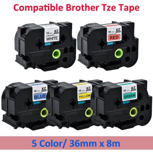 Cidy 5 rolls Mixed TZe 261/461/561/661/761 laminated 36mm tze label tapes for brother p touch label printers ribbon cassette