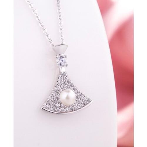 Elegant & Charm Pearl Pendant Necklace For Woman 100% 925 Sterling Silver Zircon Choker Wedding Fine Jewelry Gift