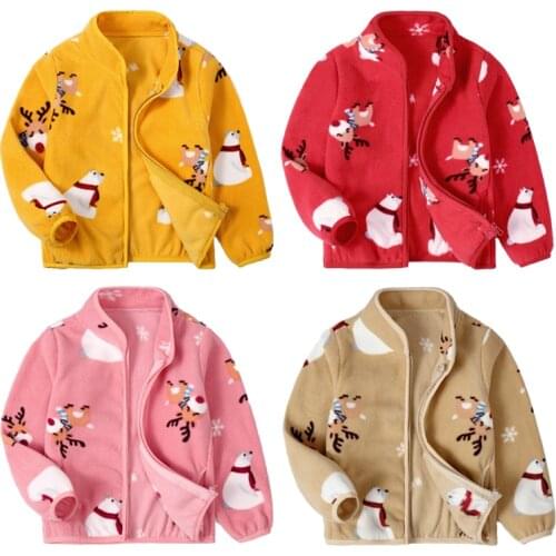 2021 Autumn Jackets For Girls Clothes Children Cartoon Animals Fleece Coats Boys Outerwear Spring Kids Warm Polar Fleece Jacket