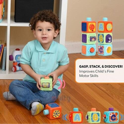 Moulty Stacking Toys 3Pcs Stack and Learn Cubes Early Learning Musical Stacking Cubes for Babies and Toddlers 6 Month and up