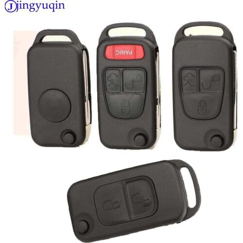 Jingyuqin 1/2/3/4 Buttons Car Remote Folding Flid Key Shell Cover For Mercedes For Benz B200 A160 W124 W202 W210 HU39 HU64