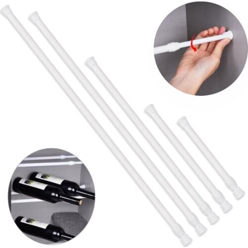 Multi Purpose Extendable Plastic Sticks Spring Load Curtain Telescopic Pole Hanging Rods Loaded Hanger Bathroom Tool Accessories
