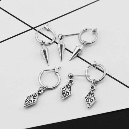 Fashion punk retro earrings personality men and women pendant ear pierced female ear clip student earrings hot sale