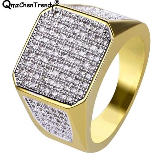 Hip hop Micro Pave Bling Iced Out CZ Mens Ring Fashions Popular Hiphop Rock Rapper NightClub Finger Rings Accessories
