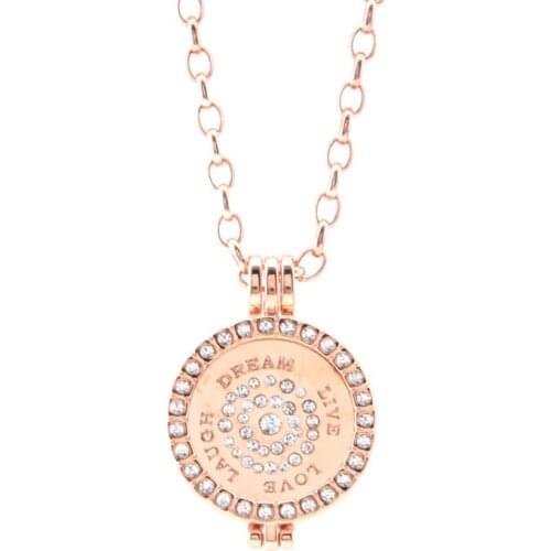 Vinnie Design Jewelry 25mm Crystal Coin Pendant Necklace Set with 27mm Coin Holder and 45cm Link Chain for Children