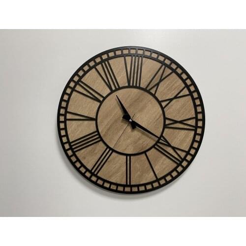 Roman Numeral Wall Clock Light Oak And Black Decoration Living Room Wall Decor Home Living Room Decoration