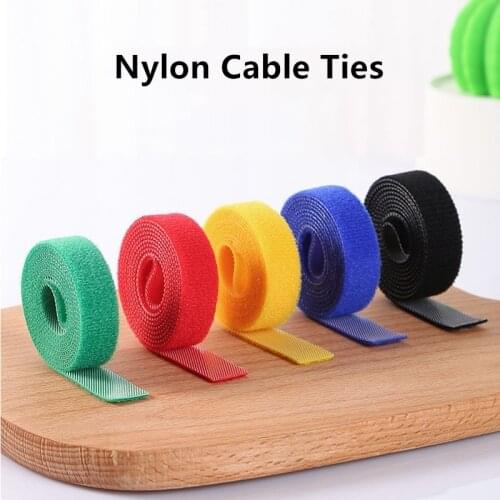 5m*1cm 1m*1cm Nylon Cable Ties Power Wire Loop Tape Multifunction Nylon Straps Fastener Reusable Magic Tape