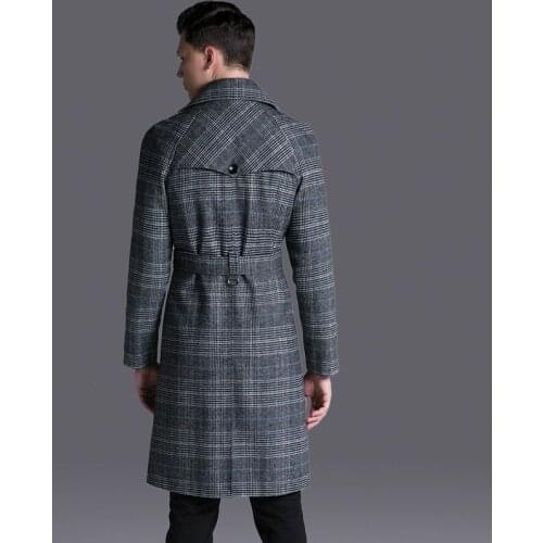 New Retro Long Windbreaker Male Double Breasted Jacket Casual Plaid Adjustable Waist fashion autumn large plus size SMLXL-5XL6XL