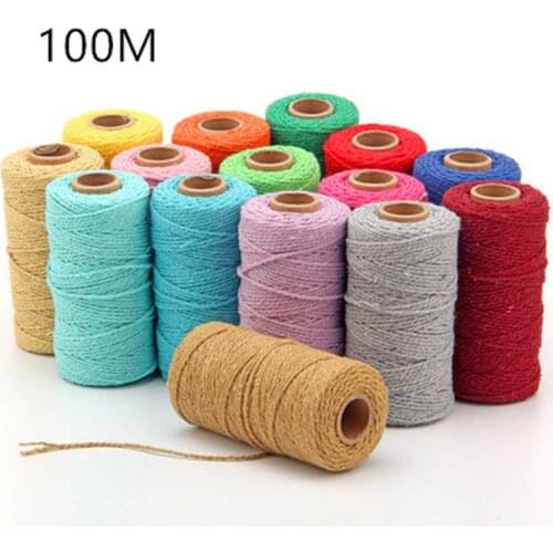 New Macrame Cord 100m Long/100 Yard Pure Cotton Twisted Cord Rope Crafts Macrame Artisan String Multicolor Cotton Linen Rope