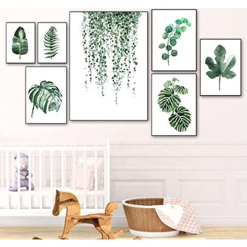 Nordic Poster Plant Green Leaves Peinture Para Laminas Decorativas Pared Cuadros Posters And Prints Wall Art Canvas Painting