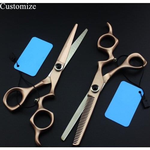 Customize professional japan 6 inch gold gem cut hair salon scissors cutting barber makas Thinning shears hairdressing scissors