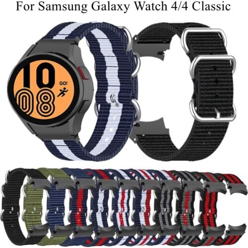 Nylon Wrist Band For Samsung Galaxy Watch 4 / Watch4 Classic 46mm 42m 40mm 44mm Metal Connector Bracelet 20mm Curved Bracelet